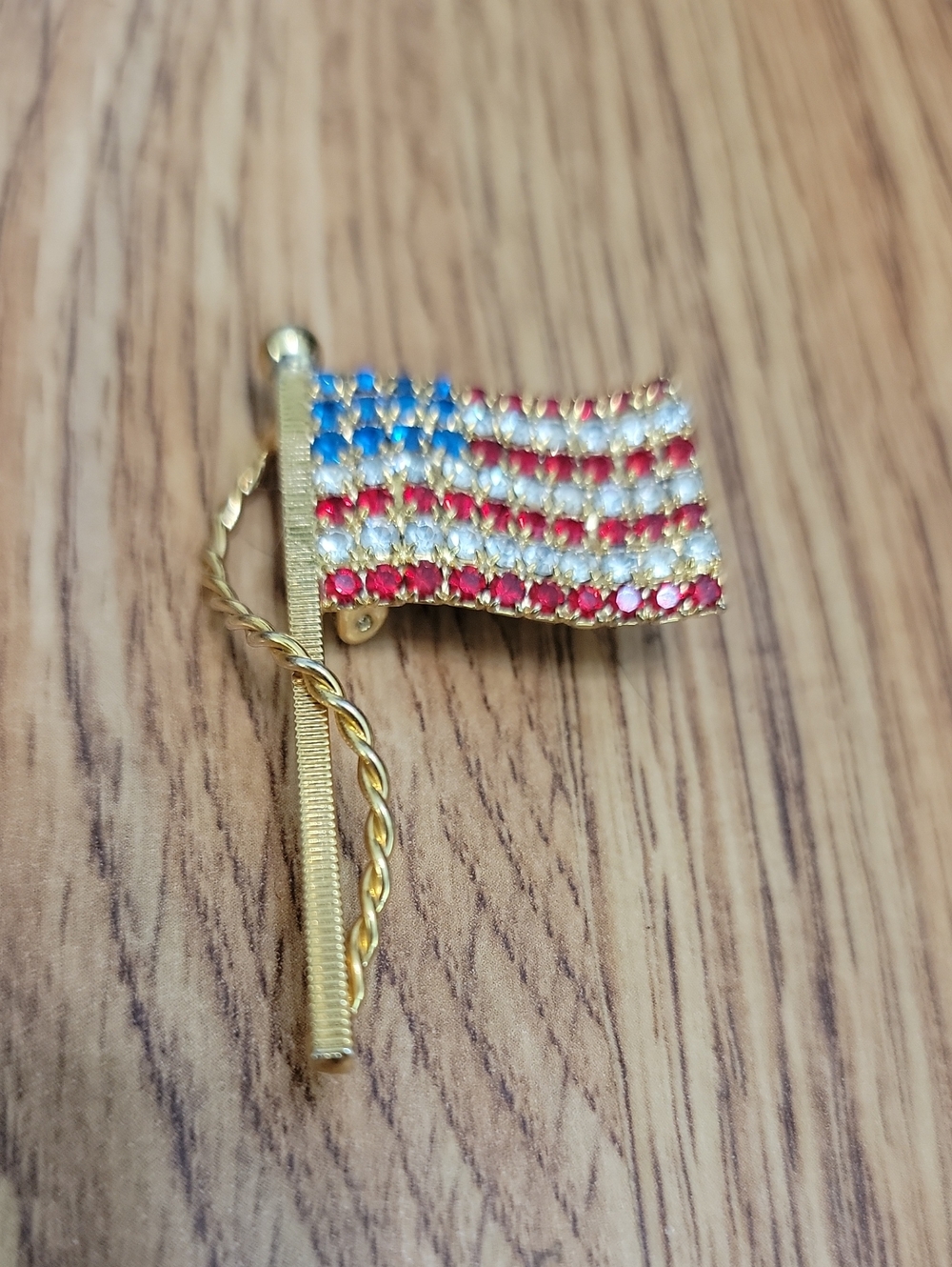 #12 Lot Vintage The American Flag Red White Blue Rhinestone Stick Pin